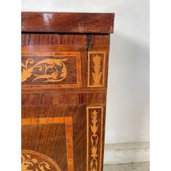 ANTICO COMODINO INTARSIATO LEGNO STILE LUIGI XV epoca '900 CASSETTO ANTA RIPIANO