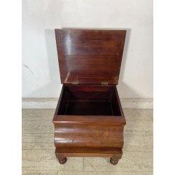 ANTICO MOBILETTO IMPERO SCALA STIPO CASSAPANCA PELLE EPOCA '900 PUFF SCARPIERA