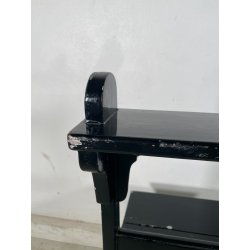 ANTICA SEDIA SCALA SCALETTA LEGNO DIPINTA NERA LIBRERIA UFFICIO SGABELLO 1900