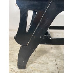 ANTICA SEDIA SCALA SCALETTA LEGNO DIPINTA NERA LIBRERIA UFFICIO SGABELLO 1900