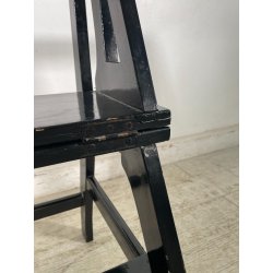 ANTICA SEDIA SCALA SCALETTA LEGNO DIPINTA NERA LIBRERIA UFFICIO SGABELLO 1900