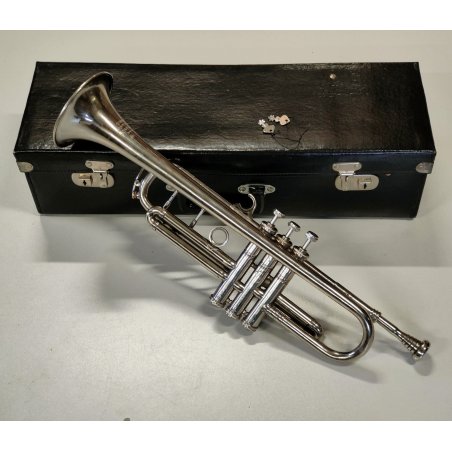 TROMBA Ali Nadir & Co 1885 STRUMENTO MUSICALE VINTAGE con CUSTODIA horn TRUMPET