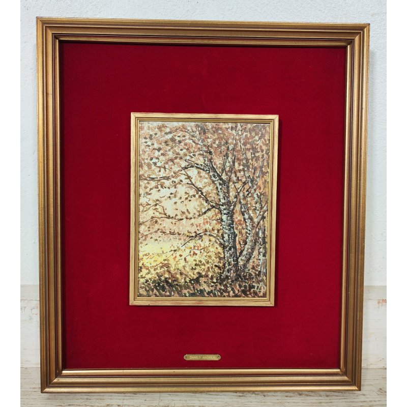 QUADRO DIPINTO OLIO Danilo Andreis "Serenità" PAESAGGIO CAMPAGNA 1975 BETULLE