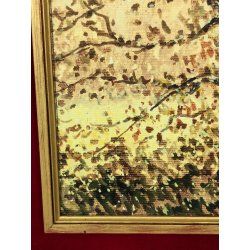 QUADRO DIPINTO OLIO Danilo Andreis "Serenità" PAESAGGIO CAMPAGNA 1975 BETULLE