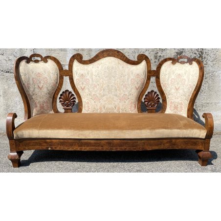 ANTICO DIVANO 1800 CARLO X IMPERO OLANDESE INTARSIATO OLD RARO LASTRONATO EPOCA