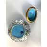 VASO COPERCHIO CINESE CLOISONNE SMALTO POLICROMO INTERNO BLU DECORO FLOREALE