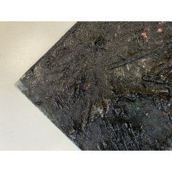 DIPINTO ASTRATTO OLIO TELA Firpo Angioletta "DUE VOLTI DELL' EROE" 50x90 cm 1989