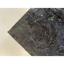 DIPINTO ASTRATTO OLIO TELA Firpo Angioletta "DUE VOLTI DELL' EROE" 50x90 cm 1989