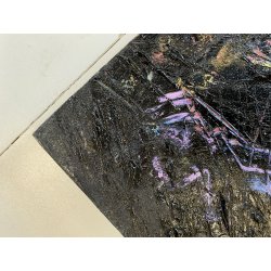 DIPINTO ASTRATTO OLIO TELA Firpo Angioletta "DUE VOLTI DELL' EROE" 50x90 cm 1989