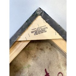 DIPINTO ASTRATTO OLIO TELA Firpo Angioletta "DUE VOLTI DELL' EROE" 50x90 cm 1989