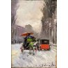 ANTICO QUADRO DIPINTO OLIO G. SOLENGHI PAESAGGIO INVERNALE CARROZZA NEVE MILANO