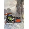 ANTICO QUADRO DIPINTO OLIO G. SOLENGHI PAESAGGIO INVERNALE CARROZZA NEVE MILANO