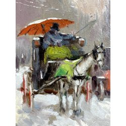 ANTICO QUADRO DIPINTO OLIO G. SOLENGHI PAESAGGIO INVERNALE CARROZZA NEVE MILANO