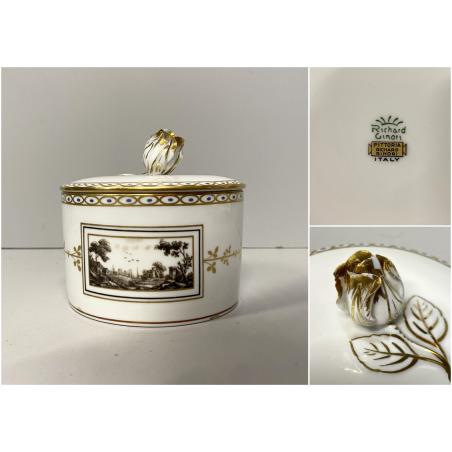 ZUCCHERIERA SCATOLA PORCELLANA PITTORIA DOCCIA Richard Ginori DECORO Fiesole '50