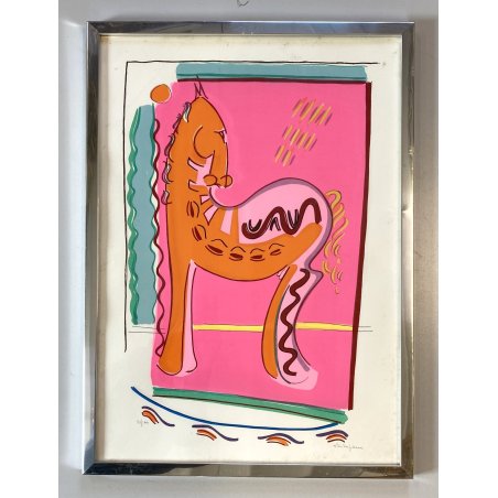 STAMPA MULTIPLO LITOGRAFIA 61/100 Luciano Schifano COMPOSIZIONE ASTRATTA HORSE