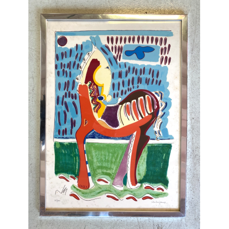 LITOGRAFIA Luciano Schifano STAMPA MULTIPLO 61/100 HORSE COMPOSIZIONE ASTRATTA