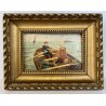ANTICO QUADRO OLIO MARINA MARINAIO DONNA BAULE FUGA VELIERI MARE REALISMO '800
