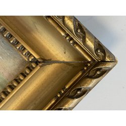 ANTICO QUADRO OLIO MARINA MARINAIO DONNA BAULE FUGA VELIERI MARE REALISMO '800