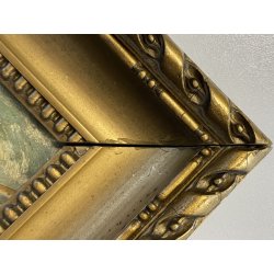 ANTICO QUADRO OLIO MARINA MARINAIO DONNA BAULE FUGA VELIERI MARE REALISMO '800