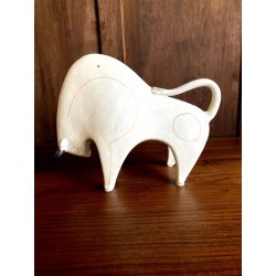 SCULTURA TORO Gambone GRèS SMALTATO BIANCO OPACO  TUREAU BULL '50/'70 - 22cm/h