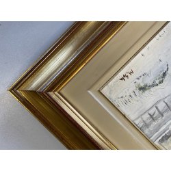 DIPINTO OLIO TELA M. Sola PAESAGGIO MONTANO INVERNALE NEVE BOSCHI BORGOSESIA