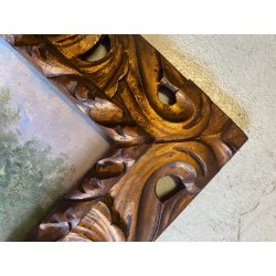 ANTICO QUADRO OLIO Robaldo Casalini DIPINTO GENERE PAESAGGIO RURALE FIGURE '20