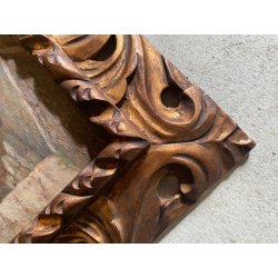 ANTICO QUADRO OLIO Robaldo Casalini DIPINTO GENERE PAESAGGIO RURALE FIGURE '20