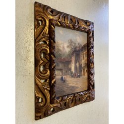 ANTICO QUADRO OLIO Robaldo Casalini DIPINTO GENERE SCENA VITA RURALE FIGURE '20