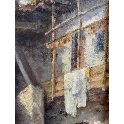 ANTICO QUADRO OLIO Robaldo Casalini DIPINTO GENERE SCENA VITA RURALE FIGURE '20