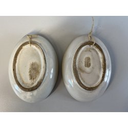 ANTICA COPPIA CIOTOLA OVALE  DECORO di GENERE SMALTO BLU BIMBI che GIOCANO '900