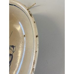 ANTICA COPPIA CIOTOLA OVALE  DECORO di GENERE SMALTO BLU BIMBI che GIOCANO '900