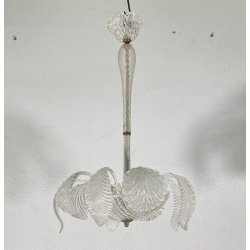 LAMPADARIO VETRO MURANO TRASPARENTE FOGLIE BAROVIER&TOSO VINTAGE LAMP GLASS