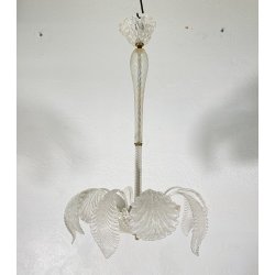 LAMPADARIO VETRO MURANO TRASPARENTE FOGLIE BAROVIER&TOSO VINTAGE LAMP GLASS
