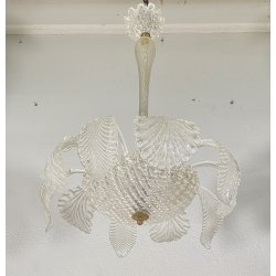 LAMPADARIO VETRO MURANO TRASPARENTE FOGLIE BAROVIER&TOSO VINTAGE LAMP GLASS