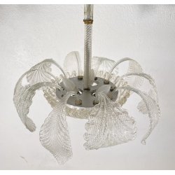 LAMPADARIO VETRO MURANO TRASPARENTE FOGLIE BAROVIER&TOSO VINTAGE LAMP GLASS