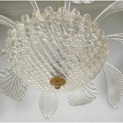 LAMPADARIO VETRO MURANO TRASPARENTE FOGLIE BAROVIER&TOSO VINTAGE LAMP GLASS