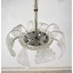 LAMPADARIO VETRO MURANO TRASPARENTE FOGLIE BAROVIER&TOSO VINTAGE LAMP GLASS