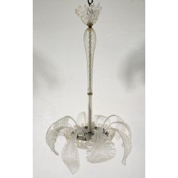LAMPADARIO VETRO MURANO TRASPARENTE FOGLIE BAROVIER&TOSO VINTAGE LAMP GLASS