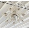 ENORME LAMPADARIO 3 PIANI VETRO MURANO TRASPARENTE FOGLIE FIORI VINTAGE GLASS