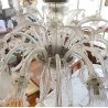 ENORME LAMPADARIO 3 PIANI VETRO MURANO TRASPARENTE FOGLIE FIORI VINTAGE GLASS