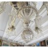 ENORME LAMPADARIO 3 PIANI VETRO MURANO TRASPARENTE FOGLIE FIORI VINTAGE GLASS