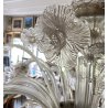 ENORME LAMPADARIO 3 PIANI VETRO MURANO TRASPARENTE FOGLIE FIORI VINTAGE GLASS