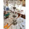 ENORME LAMPADARIO 3 PIANI VETRO MURANO TRASPARENTE FOGLIE FIORI VINTAGE GLASS