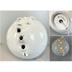 LAMPADA da TAVOLO SCULTURA ASTRATTA CERAMICA BIANCA IBIS Cunardo ø 29 EPOCA '50