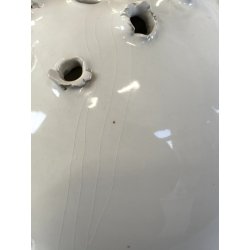 LAMPADA da TAVOLO SCULTURA ASTRATTA CERAMICA BIANCA IBIS Cunardo ø 29 EPOCA '50