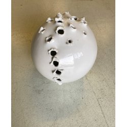 LAMPADA da TAVOLO SCULTURA ASTRATTA CERAMICA BIANCA IBIS Cunardo ø 29 EPOCA '50