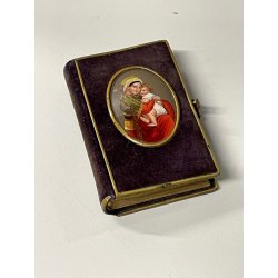 ANTICO LIBRO di PREGHIERE del CRISTIANO tascabile 1872 miniatura MADONNA BAMBINO
