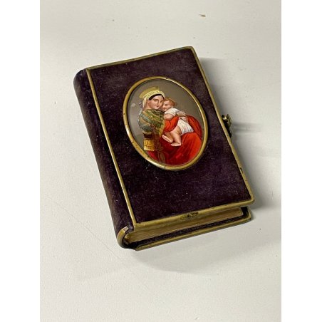 ANTICO LIBRO di PREGHIERE del CRISTIANO tascabile 1872 miniatura MADONNA BAMBINO