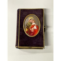 ANTICO LIBRO di PREGHIERE del CRISTIANO tascabile 1872 miniatura MADONNA BAMBINO