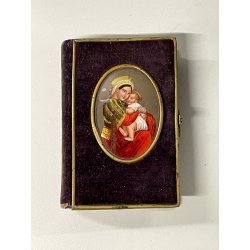 ANTICO LIBRO di PREGHIERE del CRISTIANO tascabile 1872 miniatura MADONNA BAMBINO